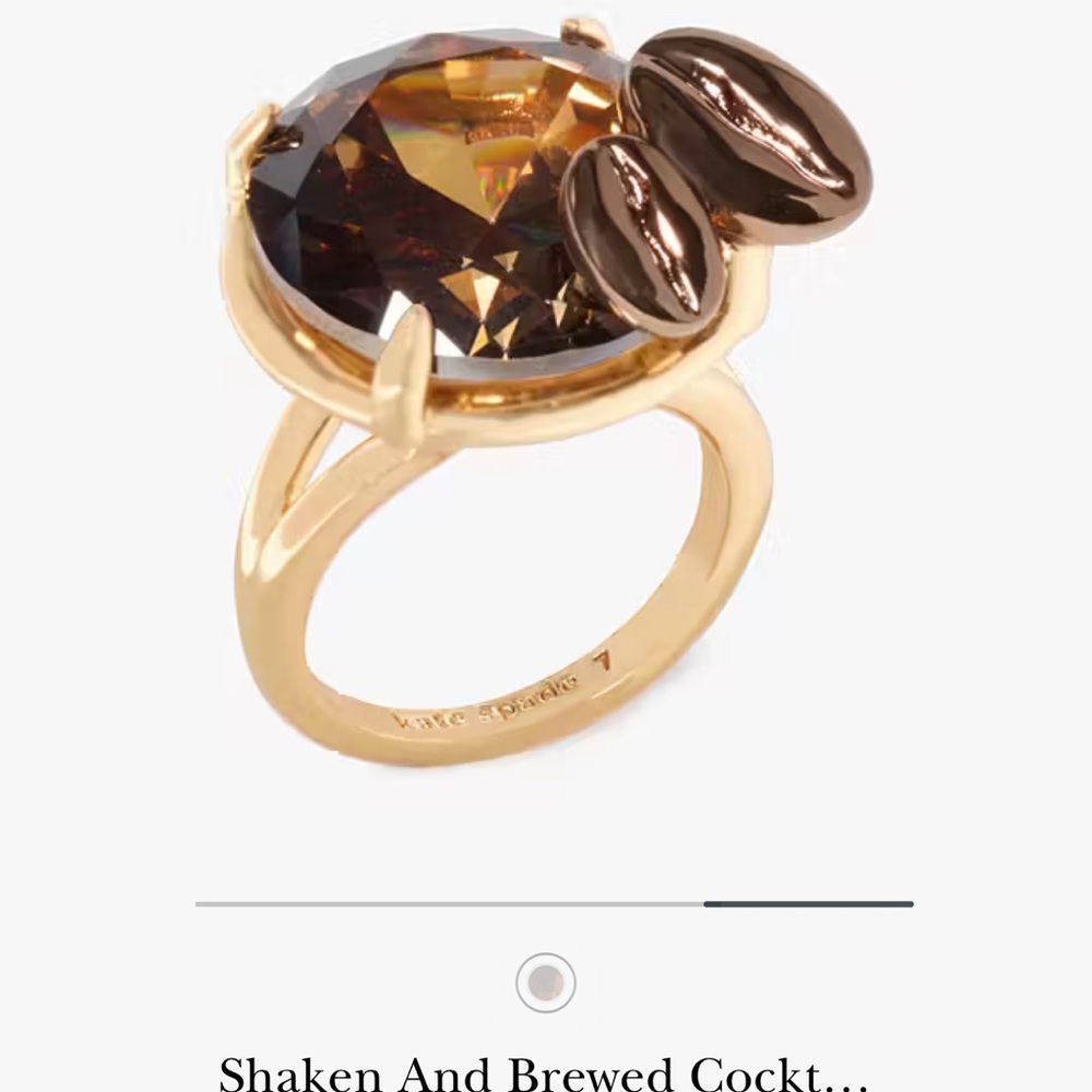 Kate Spade shaken and brewed espresso martini Gold and Brown Cocktail Ring sz 7